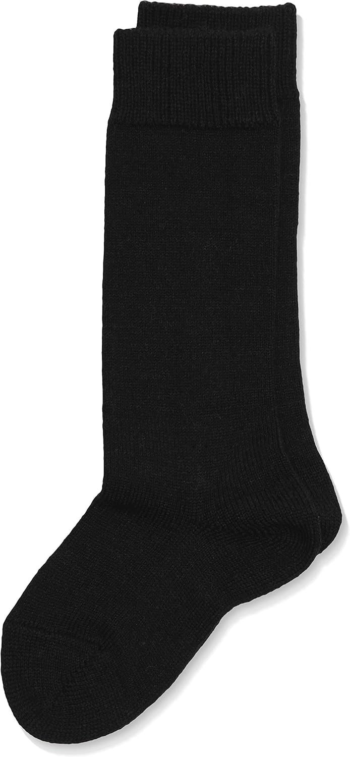 FALKE Unisex Kids Comfort Wool K Kh Thick Warm Long Plain 1 Pair Knee-High Socks, Black 3000, 3-5