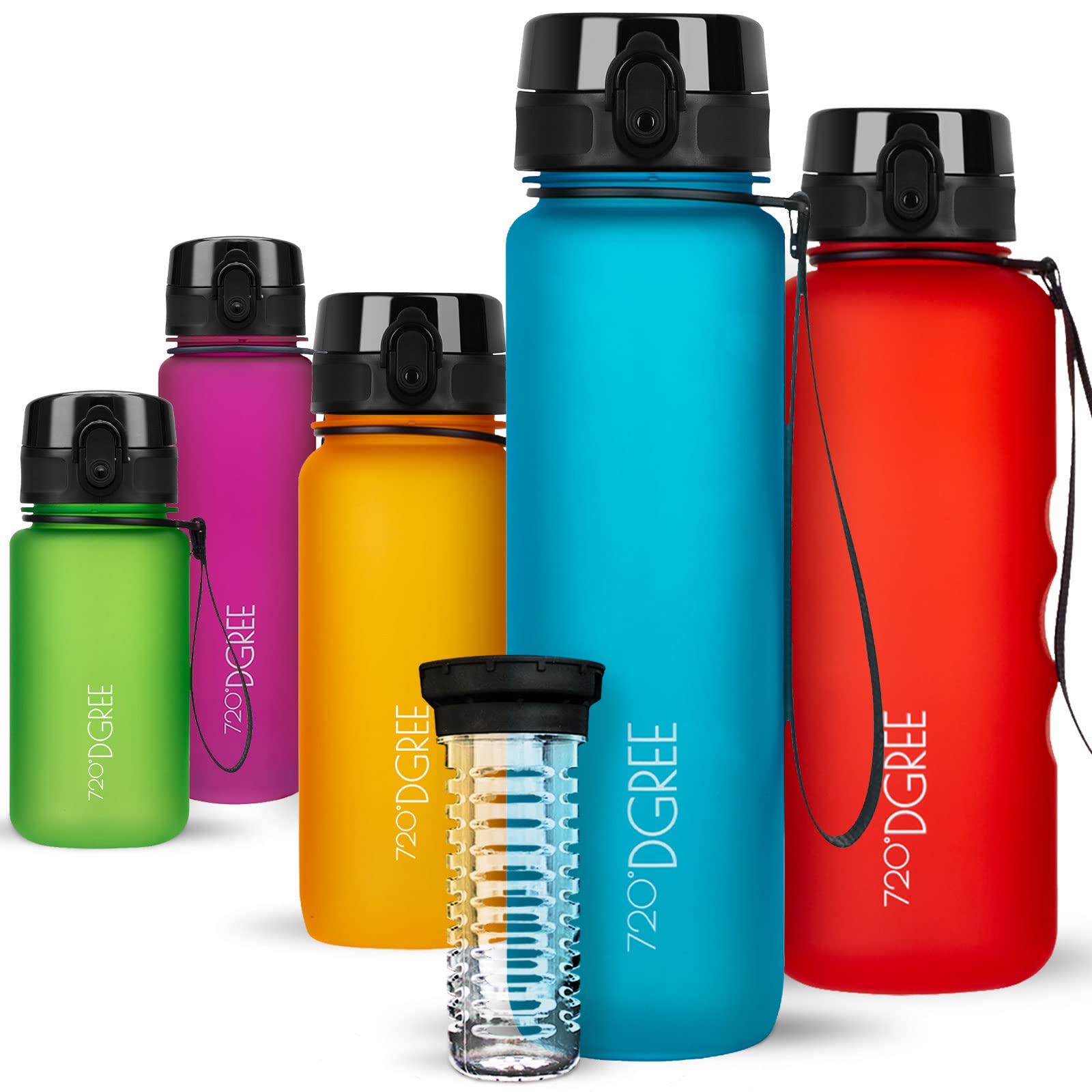 720°DGREE Water Bottle “uberBottle“ - 1 L softTouch +Fruit-Infuser - BPA-Free Tritan, Leakproof, Reusable Drinking Bottle - Sports Bottle for Gym, Running, Fitness, Cycling, Travel, School & Office