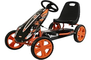 hauck Speedster Pedal Car w/ 3 Way Adjustable Bucket Seat & Steel Frame, Orange
