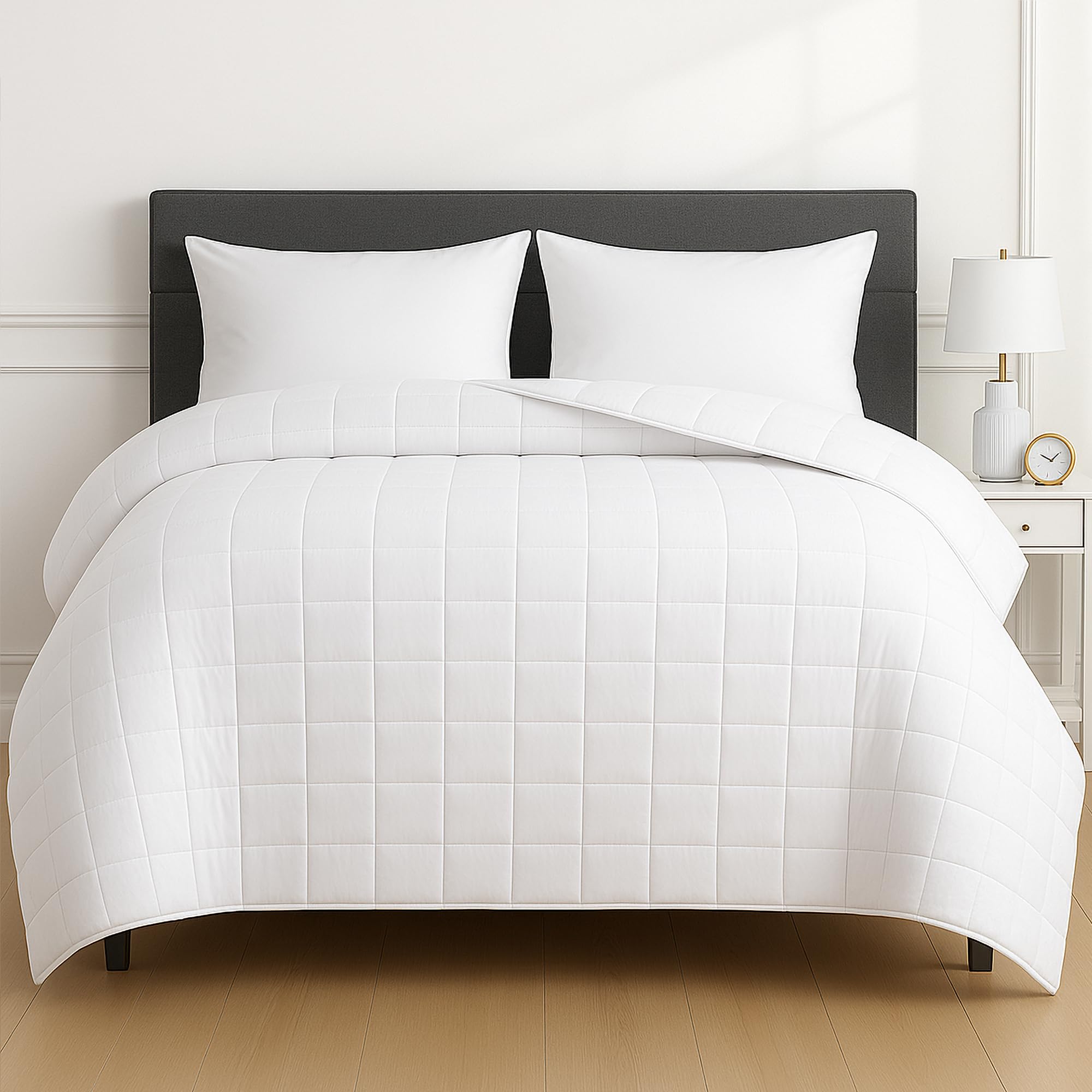 Photo 1 of HomeSmart 50 lbs Weighted Blanket King Size, The Heaviest Weighted Blanket, Breathable Soft Fabric, Fits California King Beds, Very Heavy, White