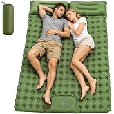 BELEEV Sleeping Pad for Camping with Pillow and Built-in Foot Pump, Double | 4 Inch Thick, 50D Nylon+TPU Inflatable Camping Mattress, Compact, Packable for Tent, Backpacking, Hiking, Travel