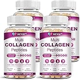 Multi Collagen Peptides Softgel for Women & Men - Type I, II, III, V, X - Hydrolyzed Collagen Peptides with Biotin, Vitamin C & Hyaluronic Acid - Support Skin Hair Nail & Joint - Non GMO, 240 Softgel