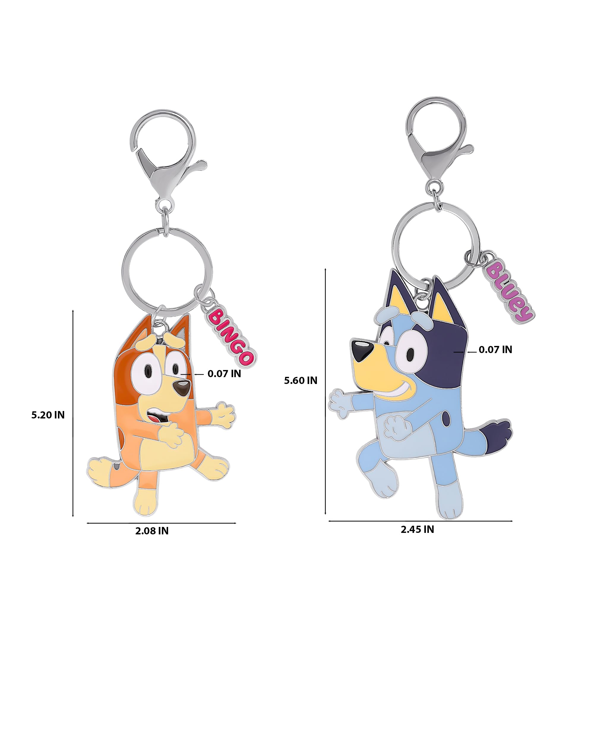Bingo and Bluey Backpack Keychain Charm 2-Pack Official License, Enamel-Plated Bluey Bag Charms, Valentines Gifts for Girls