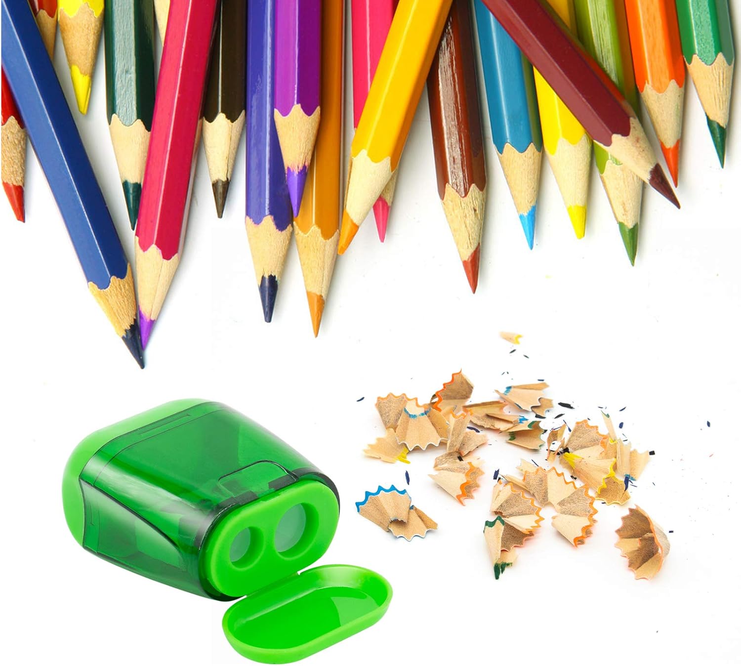 KIDMEN Manual Pencil Sharpeners, 2 Holes Compact Sharpener with Lid for Kids, School and Office-12 Pack : Office Products