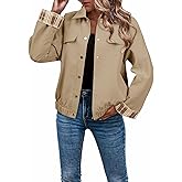 Dokotoo Fall Jackets for Women 2025 Oversized Fashion Snap Button Color Blocked Sleeves Fall Casual Coats