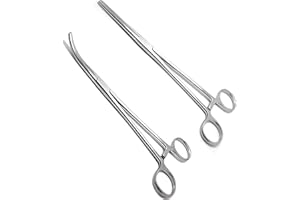 Apical Set of Kelly Forceps, Hemostats, Locking Tweezers, Hemostat Clamp, Hemostat, Straight & Curved, 5-1/2 Inch (Pack of 2)