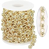 KYUNHOO 13 Feet Strong Circle Link Chain Spool Light Gold Plated Iron Jewelry Chains for Making Jewelry Unwelded Mental Chain for Crafting Finding Jewelry Making Supply