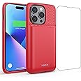 Battery Case for iPhone 14 Pro (6.1 Inch), [2024 Upgraded] Ultra-Slim 7200mAh Portable Extended Charger Case Cover Rechargeable Battery Pack for iPhone 14Pro Charging Case (Red)