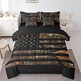 Erosebridal Rustic Camo King Comforter Set with Sheets American Flag Camo Bedding Set 7 Piece-for Kids Boys Teen Men-Camouflage Hunting Bed in A Bag Farmhouse Cabin Bed Sets Leaves Branches Decor