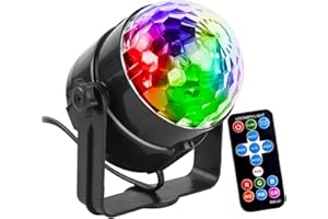 Disco Ball Light,with Remote Control 7-Color LED Strobe Light, Sound Activated Mini Portable Party Light Suitable for Family 