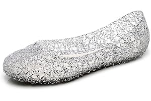OMGard Womens Jelly Sandals, White Jelly Shoes Glitter Flats for Women Size 9, Slip On Summer Ballet Flat Transparent Layered Lines Bird Nest Soft Hollow Out Loafers