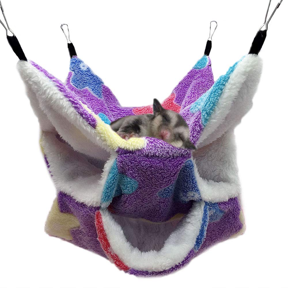 Oncpcare Small Pet Cage Hammock, Triple-Layer Sugar Glider Hammock, Hamster Cage Accessories Bedding Cozy Small Animals Bed for Chinchilla Parrot Sugar Glider Ferrets Rat Hamster Rat Playing Sleeping
