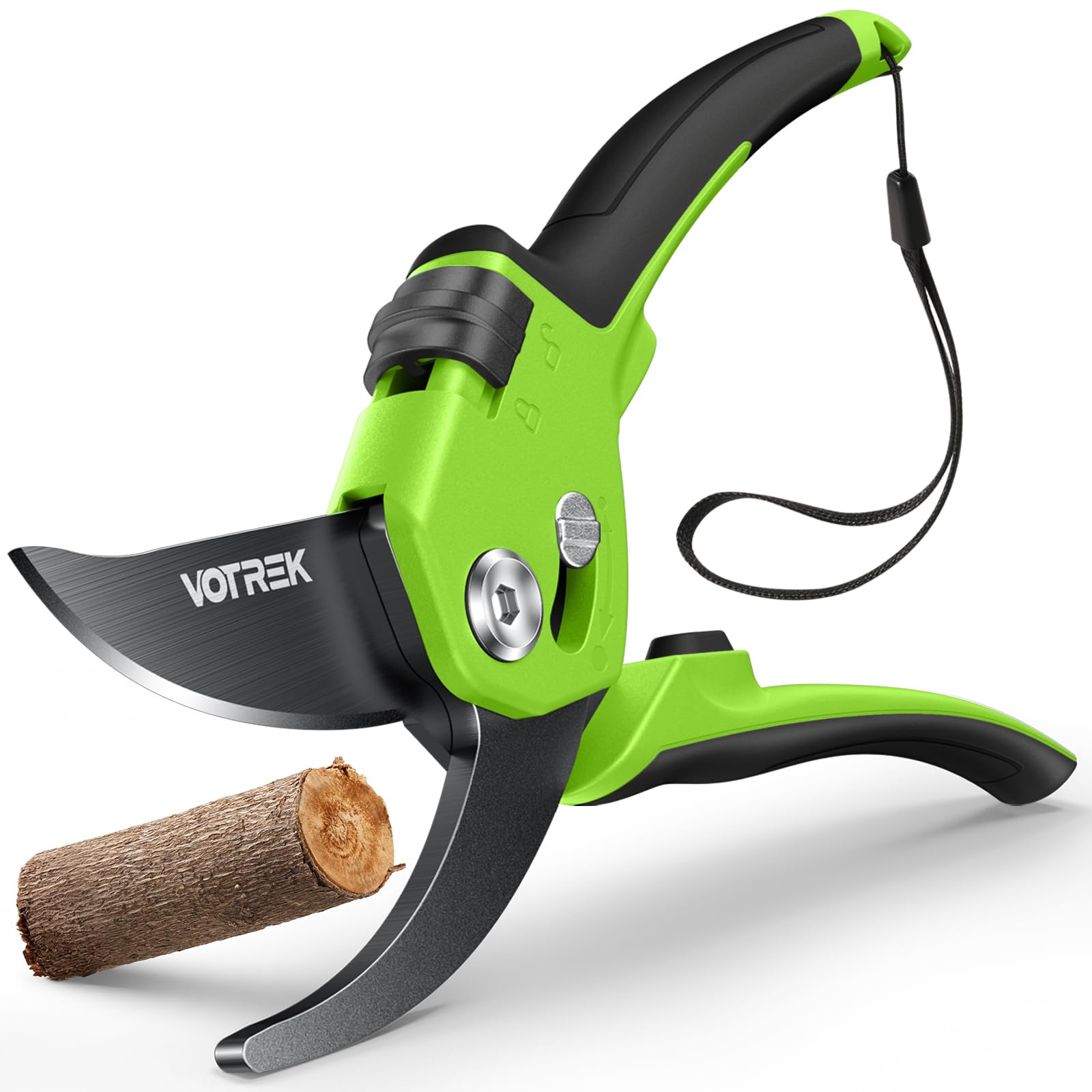 VOTREK 8,5" Bypass-Gartenschere mit stufenloser Grifföffnung, Profi-Rosenschere & Baumschere mit SK5-Stahl und interner Feder für müheloses Schneiden – ideal bei schwacher Handkraft.【Armband】 Geschenk