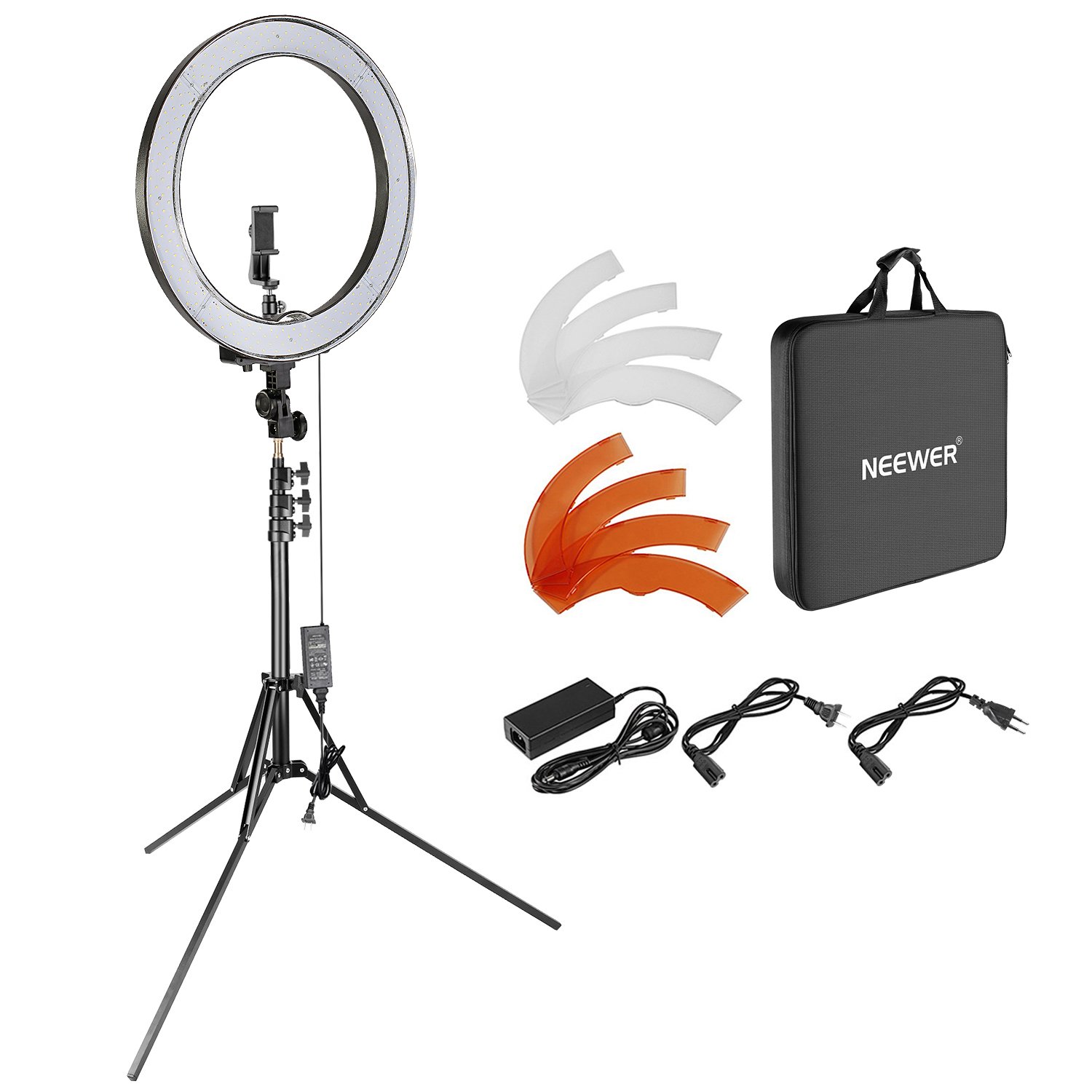 Neewer Upgraded 18-inch Outer Dimmable SMD LED Ring Light with 79-inch Stand, Rotatable Phone Holder for Smartphone/Camera Make up YouTube Video Shooting (EU/US Plug, Bag Included)