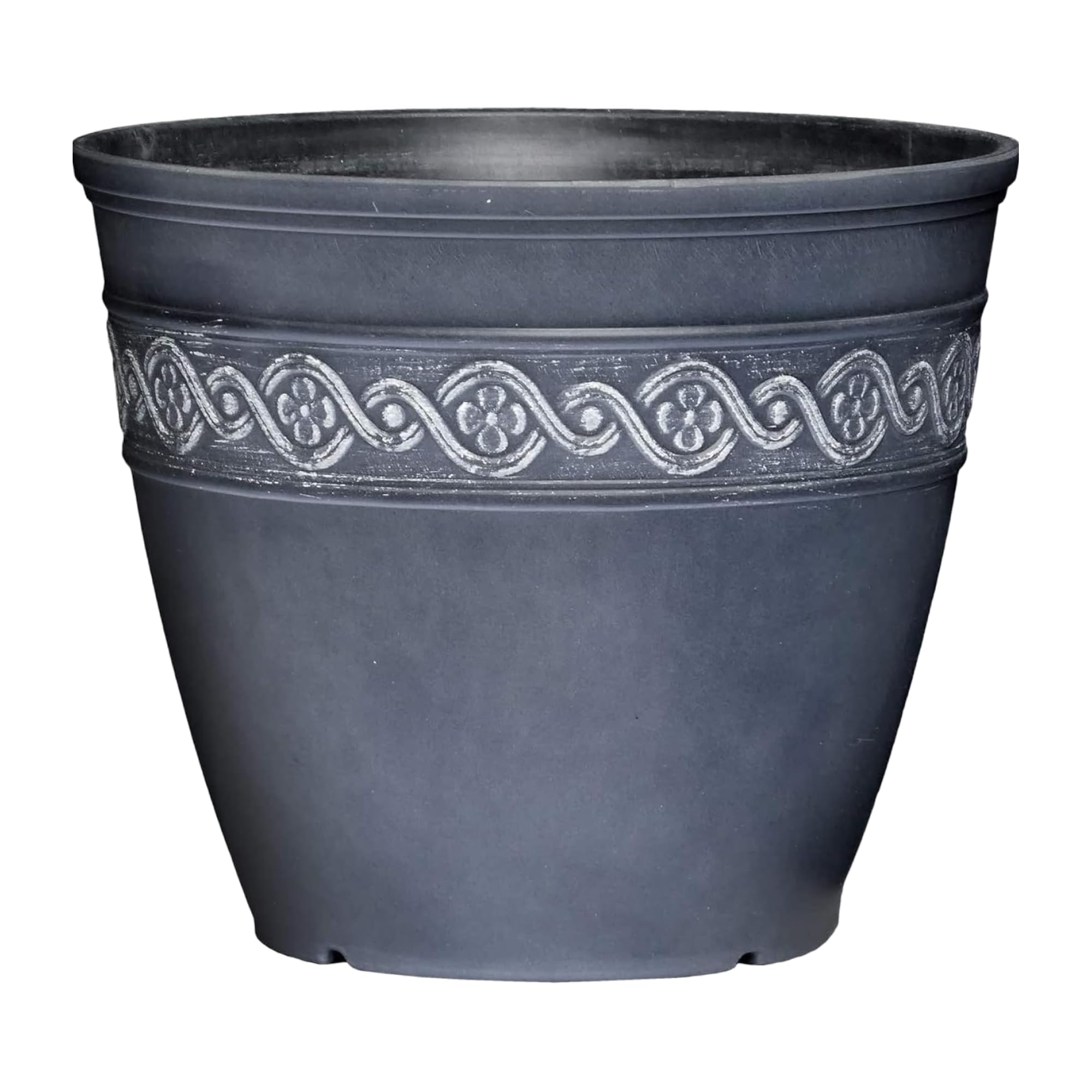 Classic Home and Garden Corinthian Resin Planter Pot - Outdoor & Indoor Plant Pot - Round Planter for Plants & Flowers (8" Storm Gray, Pack of 1)