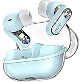 TOZO Crystal Pods Hybrid Active Noise Cancelling Wireless Earbuds, 10mm Drivers Deep Bass, 4 Mics Smart ENC AI Calls, Real-Time AI Translation, 32 EQ via App, Bluetooth 5.4, Crystal Design