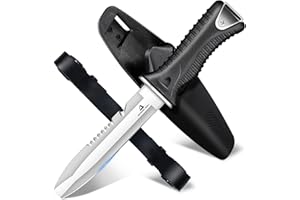 DRAGON RIOT Dive Knife with Sheath & Leg Straps Saltwater, Ultra Sharp Diving Knife with Knife Holster, Double Edged Scuba Knife for Snorkeling, Spearfishing, Diving