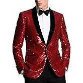 Pyiuhs Sequin Men Blazers Slim Fit Shiny Tuxedo Suit Jackets for Prom Party Shawl Collar Mens Dinner Blazer Disco Coat