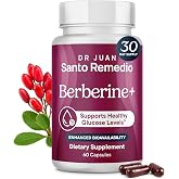 Santo Remedio Berberine Supplement, Glucose Level &amp; Weight Management | Clinically Studied Ingredients Support Weight Management, Appetite Control for Glucose Levels - 60 Capsules