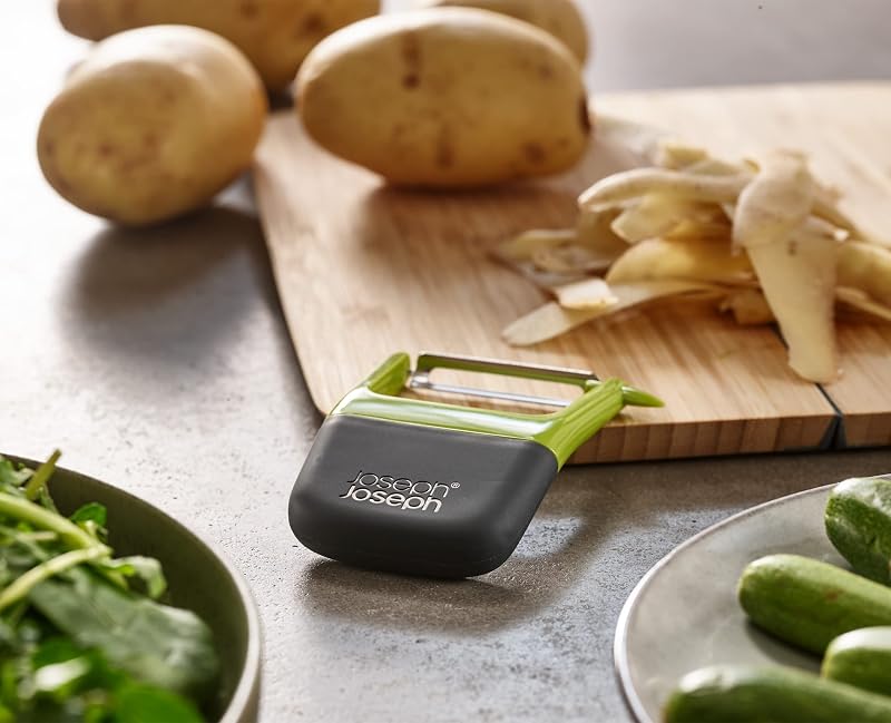 Duo Eplucheur droit Easy-Grip pour pommes de terre et légumes, vert