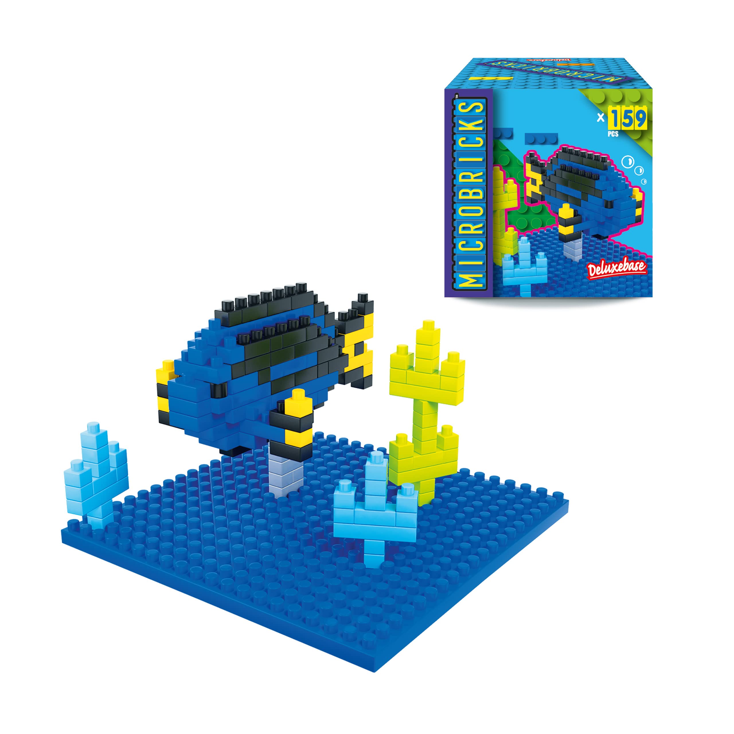Microbricks - Blue Tang from Deluxebase. 3D Mini Brick Building Kit for Kids and Adults, Animal Building Blocks and Construction Toys, Small Fish Toy Model Building Set, Fun and Educational Gift.