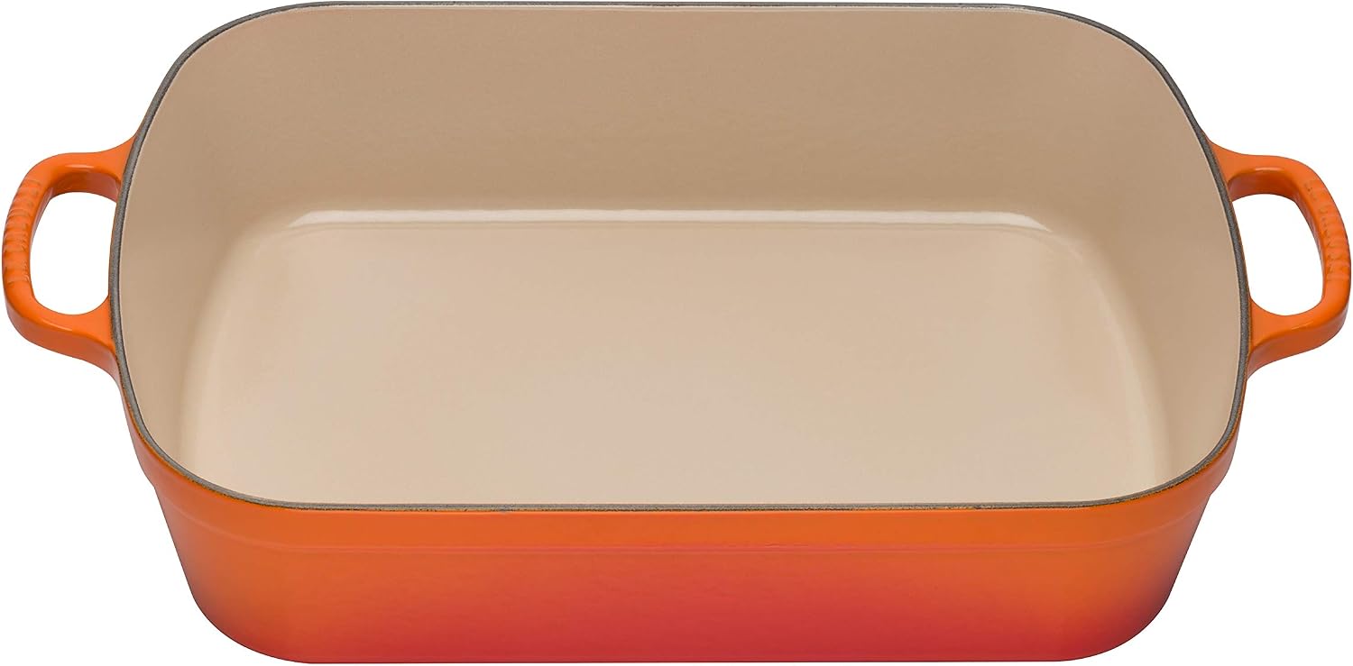 Le Creuset Signature Enamelled Cast Iron Rectangular Roasting Dish, 33 cm, 4.9 litres, Volcanic, 20184330902422 - Image 3