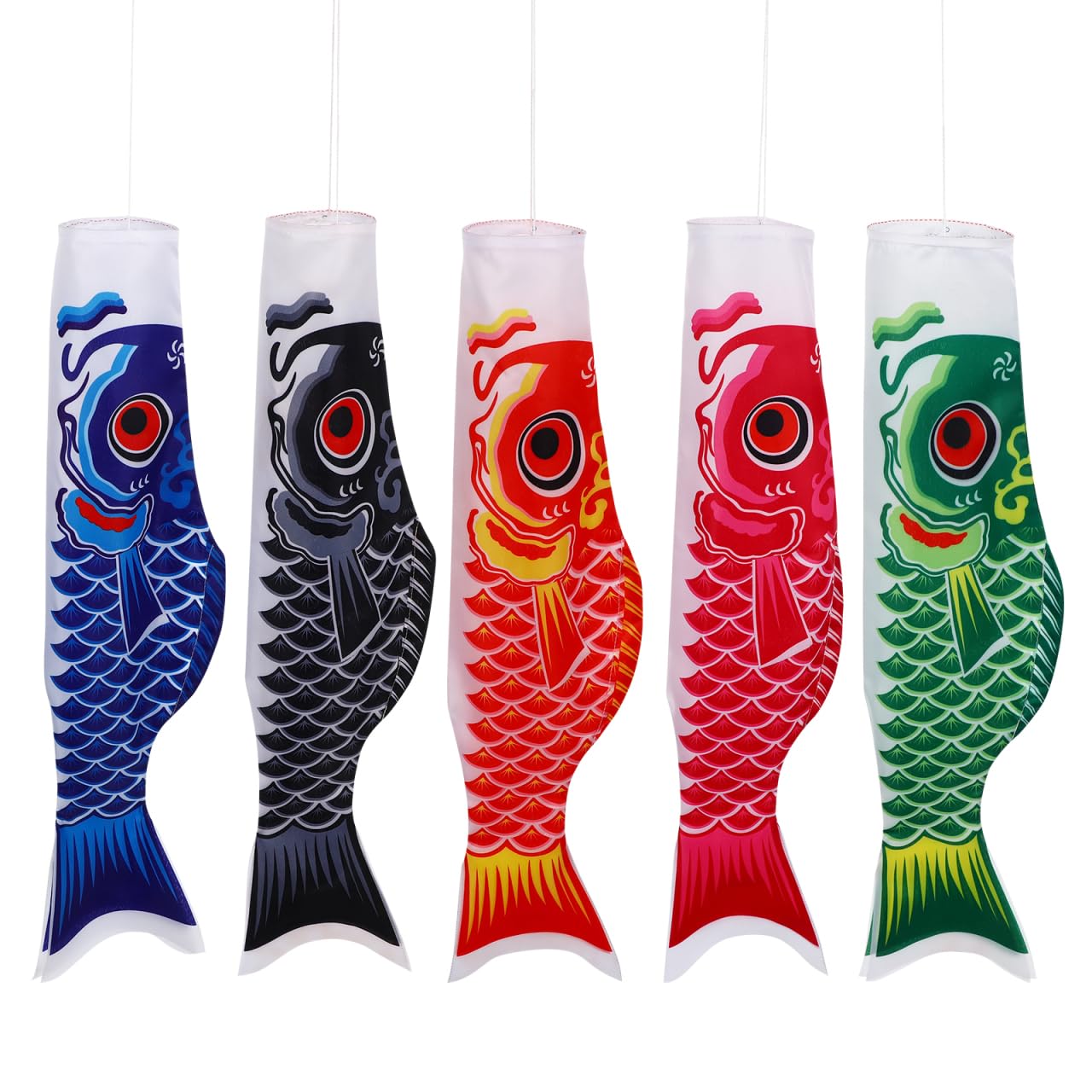 DOITOOL Japanese Carp Flag 27.6 Inch Koinobori Windsock Streamer Fish Kite Satin Hanging Decor for Outdoor Garden and Home