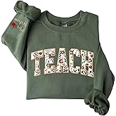 MY4LOVE Personalized Floral Embroidered Teacher Sweatshirt, Back to School Gift for Educators, Teacher Appreciation Pullover