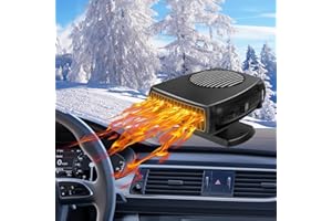 STDKDFW Car Heater, 200W 12V Portable Windshield Defogger and Defroster，2 in 1 Modes Fast Heating &Cooling Fanswith Cigarette Lighter Plug 360 Degree Rotary Base (black)