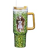 Spoontiques Oz 40oz Acrylic Travel Mug - Double Wall Acrylic with Sliding Lock Travel Lid and Straw - 11" Tall
