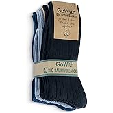GoWith 4-5 Pairs Unisex Natural 97% Cotton Crew Socks, Pure Cotton Comfy Cozy Breathable Seamless Casual Socks for Men Women