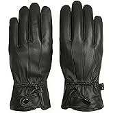 REED Men's Genuine Leather Warm Lined Driving Gloves - Touchscreen Texting Compatible