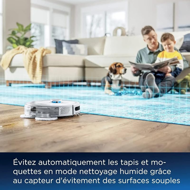 SpinWave R5 - Aspirateur Robot avec Serpilliére - Navigation avec LIDAR - Détection de Tapis et Moquettes - Aspiration Puissante - Aspirateur sans Fil - 61 DB - Blanche - 3475N