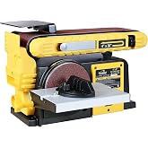 Woodskil 4.5A Belt Disc Sander Combo for Woodworking,4x36" Belt,6" Disc | Bench Sander with 3/4HP Direct Drive,1900FPM,3590RPM,Miter Gauge,Quick Belt Change for Contour Sanding,Edge Work
