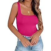 Zeagoo Women's Square Neck Double Lined Tank Tops Cute Summer Tops Slim Fit Basic Sleeveless Shirts