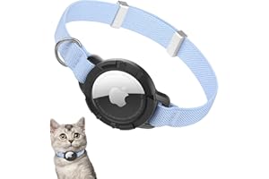ODOKELE Airtag Cat Collar, Elastic GPS Kitten Collar with Air Tag Holder, Lightweight and Comfortable, Stretchy Cat Tracker Collars for Cats Kittens and Puppies, 8-12 Inch, Blue