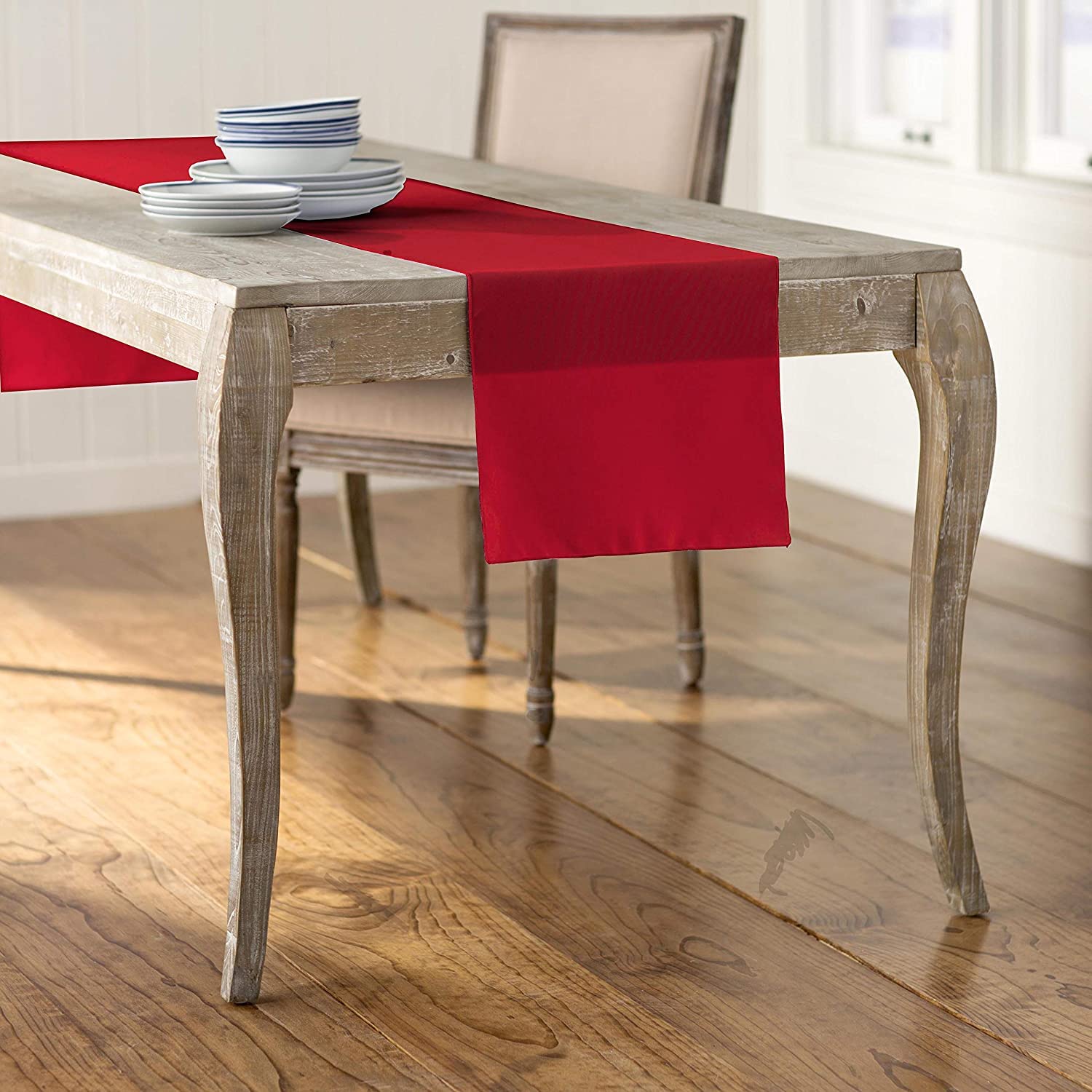 LA Linen Polyester Poplin Table Runner, 14 by 108-Inch, Red