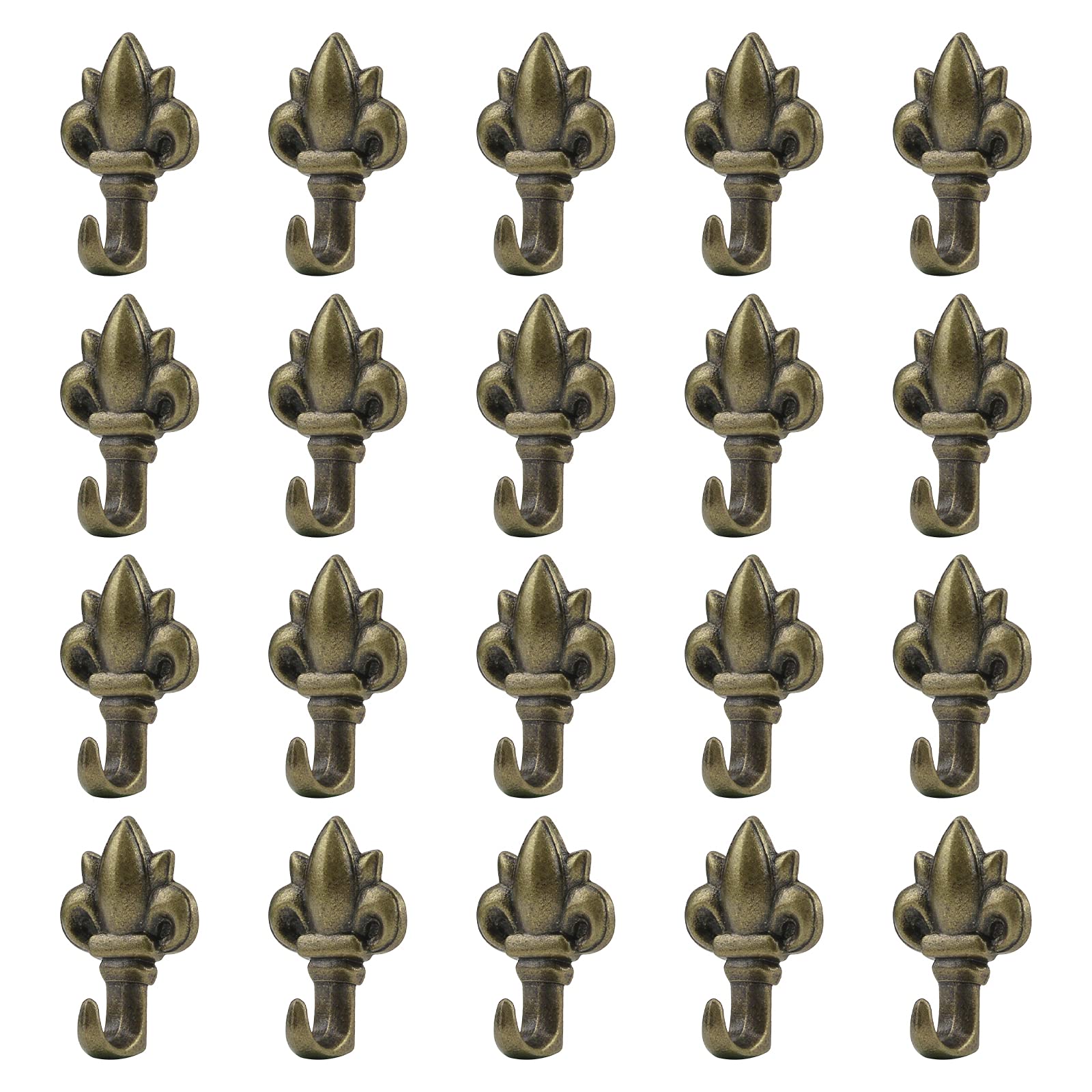 INCREWAY Push Pin Hangers, 20Pcs Bronze Flower Shaped Push Hook Vintage Picture Hanging Pin Hooks Small Wall Hooks with Nail for Hanging (Flower Shaped)