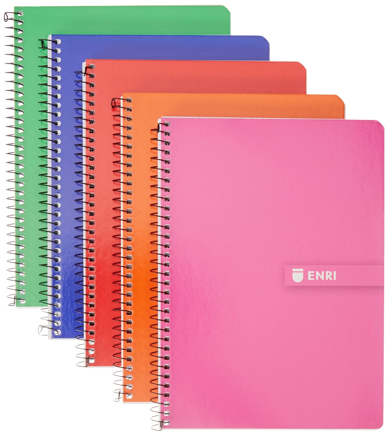 Enri 100430081 spiral notebooks, hardcover, A5- Pack of 5