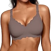 OEAK Women Bras No Underwire Scalloped Push Up Buttery Soft Tshirt Bra Seamless Full Coverage Convertible Everyday Bra