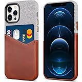 Haobobro Handcrafted iPhone 12 Pro Max Card Case, Protective iPhone 12 Pro Max Leather Case with Card Holder (Holds 1-2 Cards