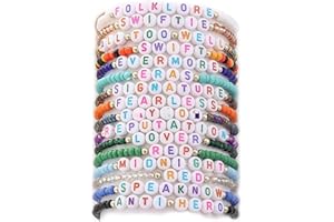 REMEISEN Friendship Bracelet 16 Pack TS Bracelets Beaded Bracelets Accessories Concert Outfits Jewelry with a TS Temporary Stickers, Bracelets, Lover Fearless Red Evermore Folklore Bracelet