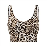 ENSFTF Sports Bras for Women Scoop Neck Workout Clothes Workout Crop Top with Built in Pads for Workout Running Yoga Bra