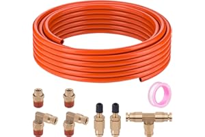 Taiidaues 1/4" DOT Air Line Kit for Air Spring Bag Suspension Kit with Fittings, 25 FT PA DOT Air Line with Brass Fittings Air Bag Hose Kit, Including Inflation Schrader Valves (7.6 Meters)
