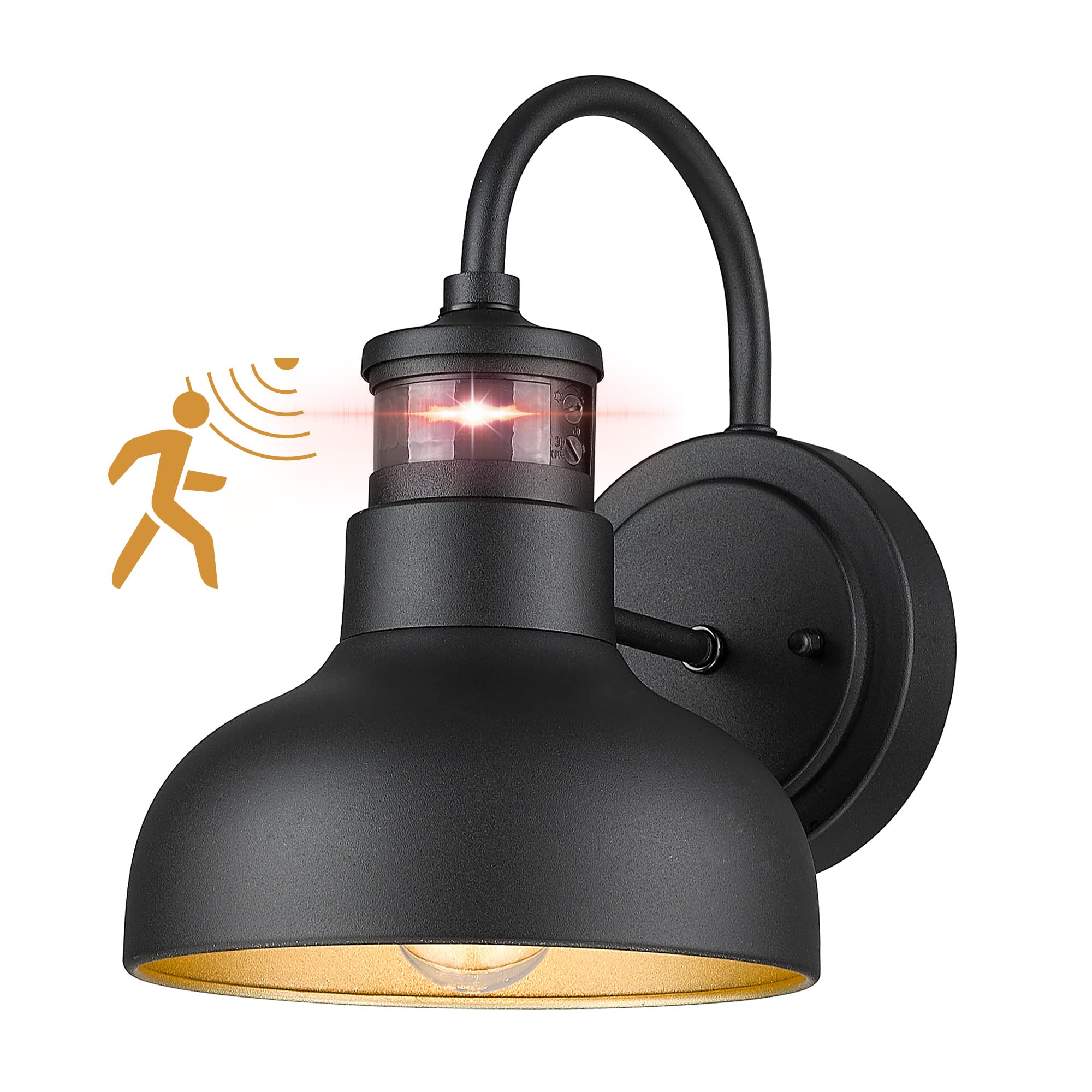 Photo 1 of Seovix 7“ Motion Sensor Outdoor Lights, Outdoor Light Fixture Dusk to Dawn with E26 Base Socket, IP65 Waterproof Outside Wall Light for Barn, Balcony, Entrance, Front Door, Porch, 2210SBK(G)-1