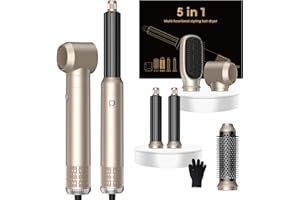 OKWRAP 5 in 1 Hair Dryer Brush Set,Professional Negative Ionic Hot Air Styler, Air Curling Wrap Styler,Detachable Blow Dryer Brush With Auto Wrap Curlers,Hair Styling Tools For Straight/Curl/Drying/Smoothing