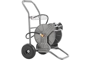 Giraffe Tools Garden Hose Reel Cart with Wheels, Heavy Duty Metal Water Hose Reel Cart, 200 ft of 1/2 Capacity, Mobile Hose Reel Cart for Outside