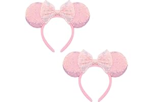 AQOKKA Mouse Ears Headbands with Bow Minnie Ears Cosplay Costume Hair Accessories for Women Girls Birthday Party Decoration
