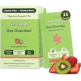 Feel Goods Gut Guardian, Digestive Health Powder Packets - Probiotic Fiber Powder with Prebiotics & L Glutamine for Gut Health, Bloating Relief & Digestion Support - Zero Sugar & Organic Flavor