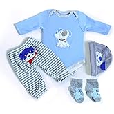 MAIHAO Reborn Baby Doll Clothes for 17-22 Inch Newborn Baby Dolls Clothing Boy Outfit Accessories【Puppy Pattern 4pcs Set 】